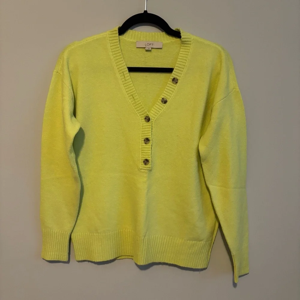 LOFT V-Neck Sweater in Vibrant Yellow
